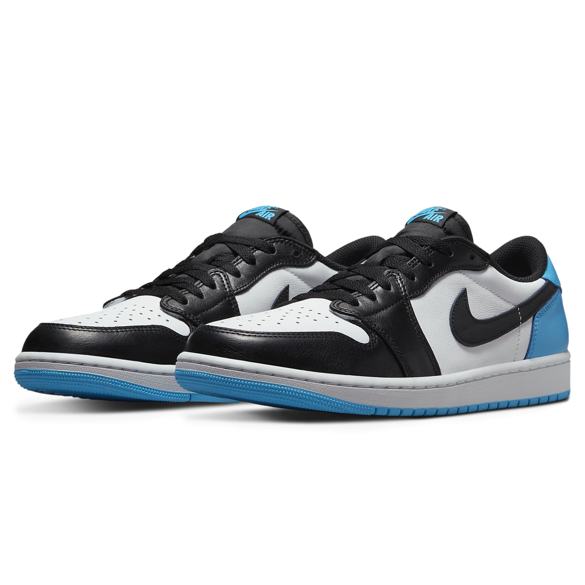 Front side view of Air Jordan 1 Low Vintage OG Black Dark Powder Blue CZ0790-104